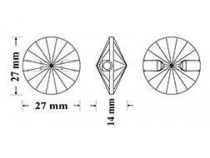 Bouton 3015 27 mm Crystal Miroir Cristal Swarovski x1