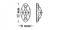 Cabochon ovale 3223 Crystal AB 12x6mm x1 à coudre Cristal Swarovski